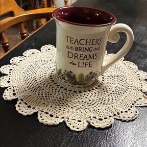 Grasslands Road Teacher's Mug - Cream and Burgundy